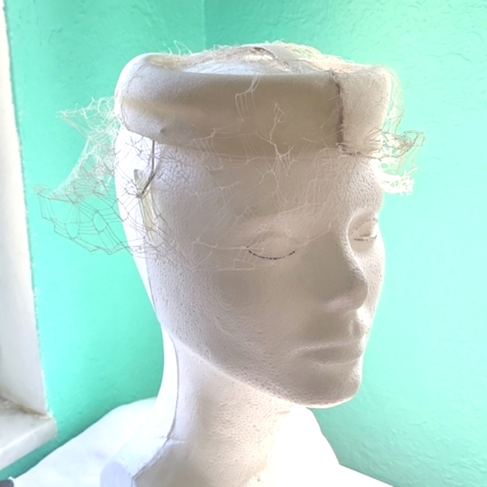 Antique Bridal Headpiece with Netted Veil - Damaged but good bones